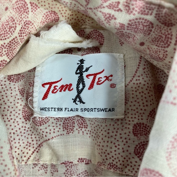 Vintage Tem Tex Floral Rockabilly Western Flair Pearl Snap Button Shirt USA Made - Picture 5 of 9